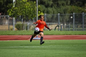 Cat as goalkeeper for the Women's Soccer Team